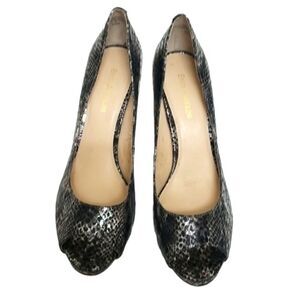 Enzo Angiolini Silver&Black Snakeskin Pumps size 9.5